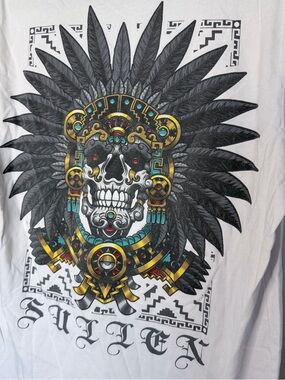 Sullen White Graphic Skull Headdress Tee - Men's Short Sleeve Shirt